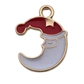 Ciondolo natalizio smaltato Babbo Natale sulla luna per orecchini fai da te - Luna di Natale Rossa e Bianca (8868) / 1 pezzo (15x20mm)