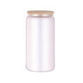 Sublimations-Glaskanne 12oz mit Bambusdeckel und schillerndem Perlglanz-Effekt - 16OZ Chamäleon - Lila