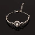 Elegant silver bracelet with sparkling round crystal centerpiece and stone-set band link - Silver Bracelet (MS8158)