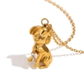 Collana con cucciolo placcata oro 18K con cristallo bianco a cuore e catenina in metallo - Cucciolo 3D Cuore Zircone Bianco / Oro