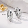 Polished silver copper hoop earrings dimensions: 16mm height and 11.6mm inner diameter - EH740 Silver Polished Hoops