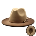 Chapeau fedora classique en laine camel avec bord marron foncé et boucle dorée - M (56-58cm) / Dégradé Marron