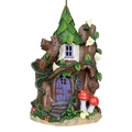 Zauberhaftes Miniatur-Feenhaus Gartenornament mit grünem Dach und roten Pilzen - Stil 4 Grünes Blatt Stammhaus