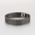 Bracelet chaîne en os de dragon pour hommes en acier inoxydable avec texture tressée - Style Argent Antique (KB130180-KFC)