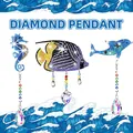 DIY diamond painting pendants set featuring seahorse, fish and dolphin with crystal beads - DZ-12 Ocean Theme (Seahorse/Fish/Dolphin)