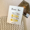 Cute set of 4 yellow and checkered floral snap hair clips for girls on display card - Style 19-Yellow Plaid