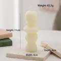 Cream geometric stack pillar candle with spherical rings for modern home decor, 11cm height - Sphere Ring Stacking(54) / Cream White