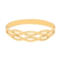 Brazalete calado dorado con diseño de hojas geométricas y textura tejida ondulada - Estilo de Onda Tejido de Ondas (2#)