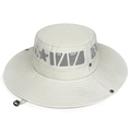 Beige wide brim outdoor sun hat with breathable mesh vents and adjustable chin strap - Adjustable / Medium Grey