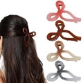 Elegant bow hair claw clips in gradient pink, brown, beige, and grey colors - Set 1
