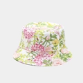 Ethnic style reversible sun hat with colorful floral prints and bird patterns - One Size / 20# White With Color Floral Bird