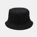 Detailed close-up showing the premium cotton fabric texture of this black bucket hat - One Size / Black