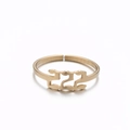 Adjustable golden stainless steel open ring featuring angel number 222 minimalist design - 222 Gold