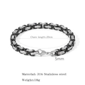 Men's 316 stainless steel chain bracelet in black and silver, 5mm width, 20cm length - Length 20cm Width 5mm / Black & Silver