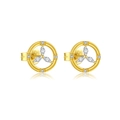 925 silver gold-plated clover stud earrings with marquise-cut clear zirconia - Gold Clear Flower