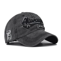 Vintage washed charcoal cotton baseball cap with 3D embroidery Always 75 and New York logo - Adjustable / Black