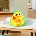 Cartoon avocado figurine with sunglasses and red hammer on miniature wood sofa - A153 Lucky Avocado