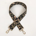 Adjustable leopard print bag strap in army green and black with gold metal hooks - Army Green