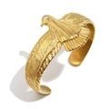 18K gold plated eagle cuff bracelet with white zircon eye in a polished finish - Ancient Egyptian God Bird Bangle - Gold
