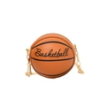 Mini basketball-shaped crossbody bag in orange PU leather with golden chain strap - Brown