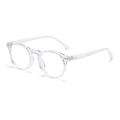 Retro round glasses with transparent full-frame design and classic rivet details - Clear White Anti-Blue Light