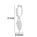 Boucle d'oreille manchette argentée avec zircons et mesure de longueur de 2,1 cm - Goutte d'eau (2624-4#) / Argent