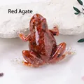 Red agate crystal frog figurine crafted in clear resin with elegant gold foil accents - Red Agate