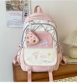 Roze en witte lichtgewicht nylon schoolrugzak met grote capaciteit voor meisjes - Zonder Portemonnee / Roze