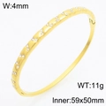 Bracciale in acciaio inossidabile placcato oro 18K con pietre di zircone quadrate - Stile Zirconia Rotonda In Fila (KB210540-KSZ)