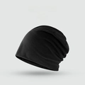 Minimalist black slouchy beanie knit cap with soft texture for casual autumn style - Solid Minimalist Style / Black