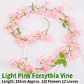 Enredadera de jazmín de invierno rosa claro artificial, 120 flores y 185 cm de largo - 120 Flores Jazmín de Invierno / Rosa Claro