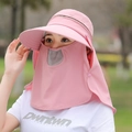 Cappello parasole rosa multifunzionale con maschera rimovibile e protezione per il collo - Cerniera in Rame / Rosa