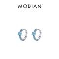 Pendientes de aro en plata de ley S925 con piedras turquesas pulidas en azul cielo - Estilo Plata de Ley S925 Turquesa