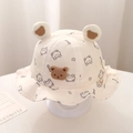Dettaglio di un cappello da sole per neonati con orecchie da orso 3D e motivi - 48cm (5-18 mesi) / Grigio
