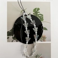 Colorful iridescent butterfly beads and white pearls phone charm wrist strap for women - Transparent White Butterfly