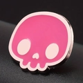 Spilla a teschio in smalto rosa con bordi in metallo oro rosa per accessorio Halloween - Rosa