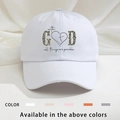 White cotton baseball cap with GD religious slogan on white silk background - One Size / White