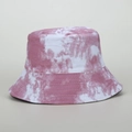 Summer tie-dye bucket hat with pink and white gradient pattern for sun protection - M (56-58cm) / Pink
