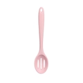 Pink silicone slotted spoon with long drainage holes and hanging hook for kitchen use - Slotted Spoon / Pink