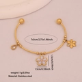 Bracciale dorato in acciaio inox con ciondoli a fiore e cuore, misura 7x5 cm e peso 11g - Stile Fiore in Zirconia (4#)