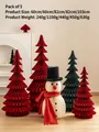 5pcs Christmas paper honeycomb tree set with snowman, 60cm to 103cm festive decor - Set 1 (5pcs)