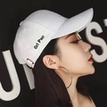 White baseball cap with Grl Pwr side embroidery and adjustable metal buckle - 【d Dilraba】white