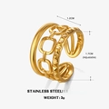 Anillo multicapa ajustable de acero inoxidable dorado para mujer con textura única - Dorado