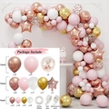 Rose gold balloon arch kit with pink white and gold latex balloons for party decor - Rose Gold Pink Star Style (Set 038)
