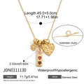 Waterproof gold stainless steel ball chain necklace with daisy and heart charms - Gold (JDN0111130)