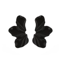 Matte black petal earrings with geometric wrinkled texture and stylish minimalist design - Petal Shape Matte Black (7558)