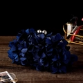 Navy blue evening clutch bag with 3D floral petals and a round metal ball lock clasp - Dark Blue