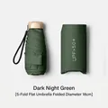 Dark green 5-fold flat sun umbrella with UPF 50+ protection, compact 18cm length - 5-Fold Flat Umbrella / 6 Ribs (18cm) / Dark Green