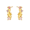 18k gold plated stud earrings with multi-color zircon stones on white background - Colorful Zirconia (E2756)