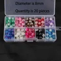 Detail view of 10-grid storage box containing 8mm faceted crackle glass beads for DIY jewelry - Inner Crackle Glass Beads / 10 Grids/8mm/200 Pcs